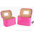 New 2016 Multifunctional Shiny PVC Cosmetic Case with morror Beauty Bag Makeup Box